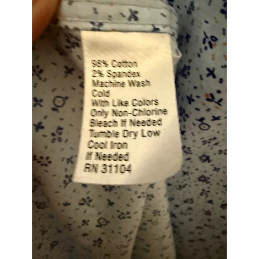 Crown & Ivy Mens 3XLT Classic Fit Floral Microprint Button Down Shirt Light Blue
